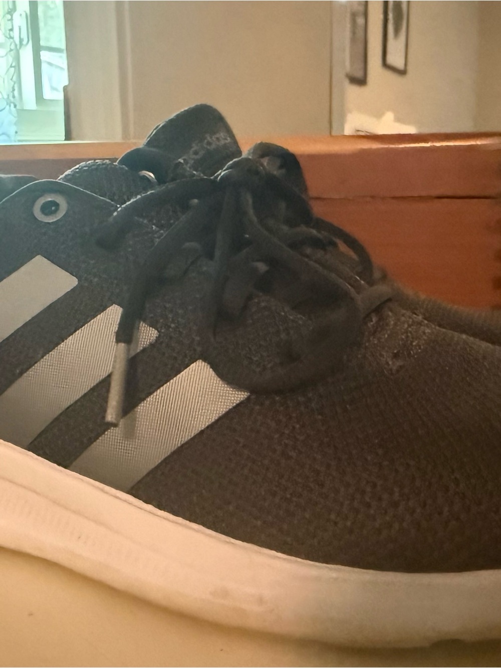 adidas Women's Black Sneakers with White Stripes